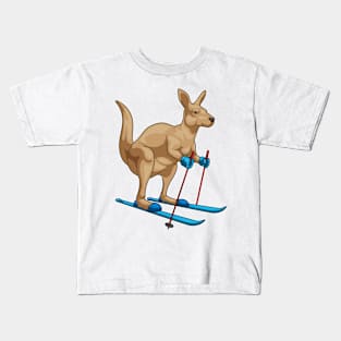 Kangaroo Skier Ski Winter sports Kids T-Shirt